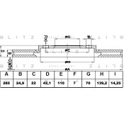 Диск тормозной Blitz, передний, арт. BS0448