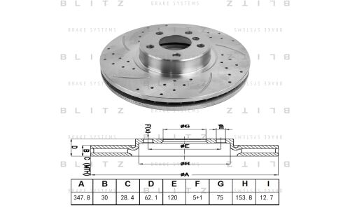 Диск тормозной Blitz, передний, правый/левый, 1 шт, арт. BS0272P