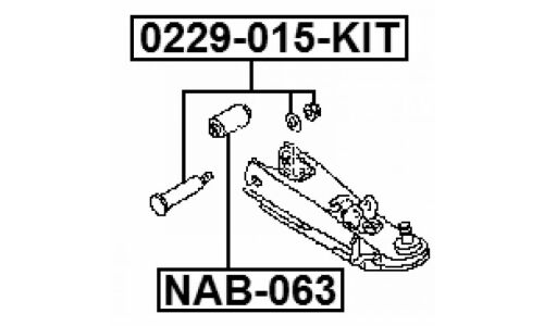 Комплект болта регулировочного (эксцентрика) Febest 0229-015-KIT, для Nissan (OEM 54419-VK80A) (+гайка, шайба, втулка)
