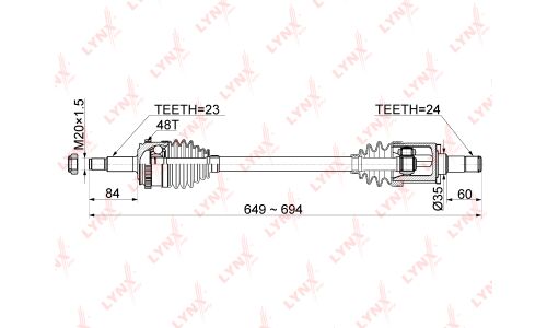 Привод в сборе LYNXauto, передний, левый, для Lada Vesta, арт. CD-1180A