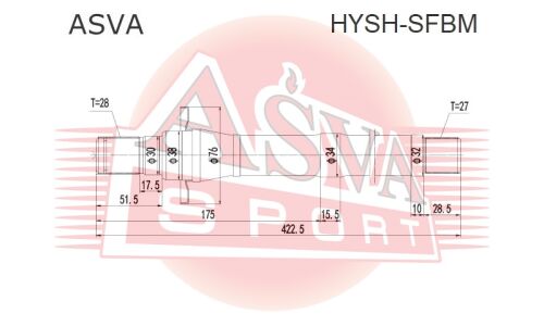 Полуось (без подшипника) | перед прав Asva, арт. HYSH-SFBM