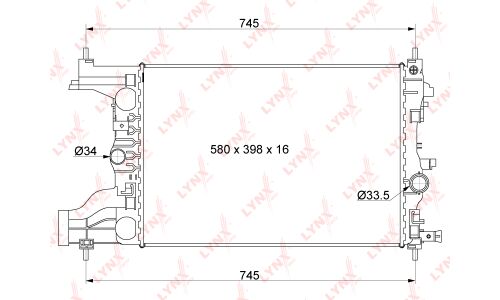 Радиатор охлаждения двигателя LYNXauto, паяный, арт. RB-1013