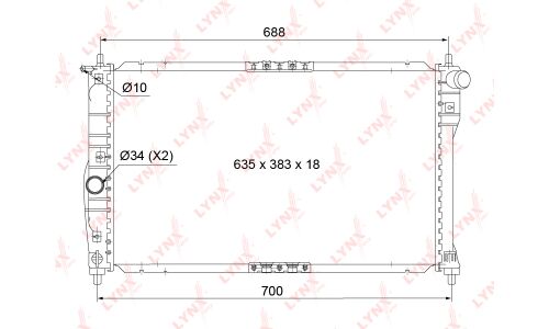 Радиатор охлаждения двигателя LYNXauto, паяный, арт. RB-1029