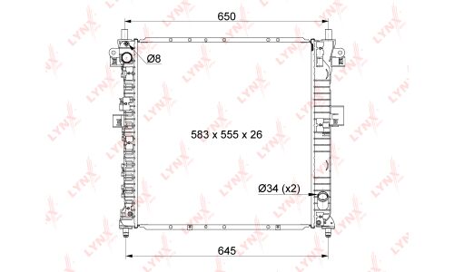 Радиатор охлаждения двигателя LYNXauto, паяный, арт. RB-1117
