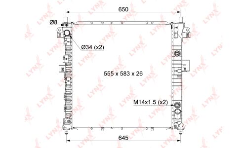 Радиатор охлаждения двигателя LYNXauto, паяный, арт. RB-1115