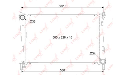 Радиатор охлаждения двигателя LYNXauto, паяный, арт. RB-1037
