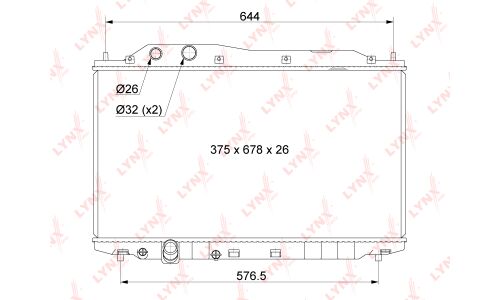 Радиатор охлаждения двигателя LYNXauto, арт. RB-1044