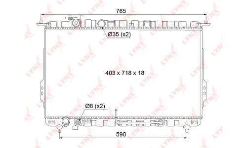 Радиатор охлаждения двигателя LYNXauto, паяный, арт. RB-1068
