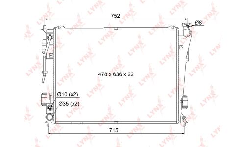 Радиатор охлаждения двигателя LYNXauto паяный, арт. RB-1070