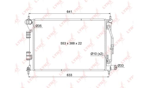Радиатор охлаждения двигателя LYNXauto паяный, арт. RB-1057