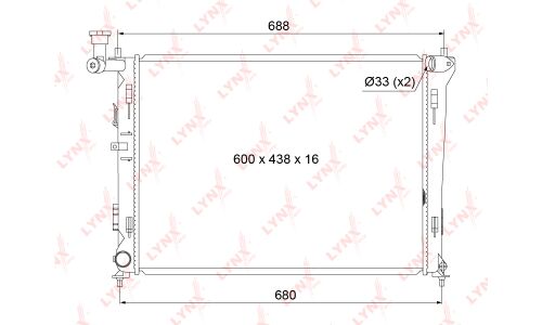 Радиатор охлаждения двигателя LYNXauto, паяный, арт. RB-1054