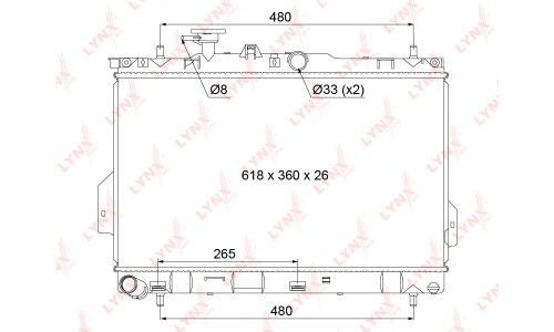 Радиатор охлаждения двигателя LYNXauto, паяный, арт. RB-1065