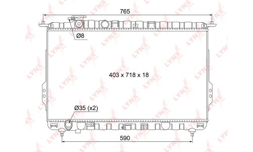 Радиатор охлаждения двигателя LYNXauto, паяный, арт. RB-1067