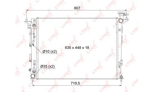 Радиатор охлаждения двигателя LYNXauto, паяный, арт. RB-1063