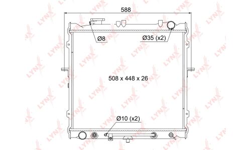 Радиатор охлаждения двигателя LYNXauto, паяный, арт. RB-1090