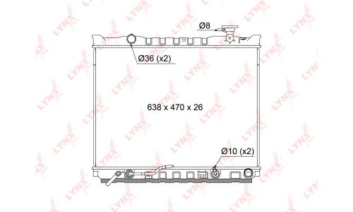 Радиатор охлаждения двигателя LYNXauto, паяный, арт. RB-1082