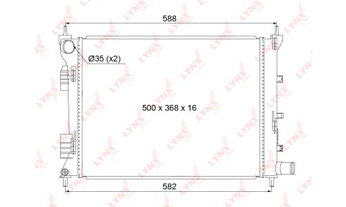 Радиатор охлаждения двигателя LYNXauto, паяный, арт. RB-1048