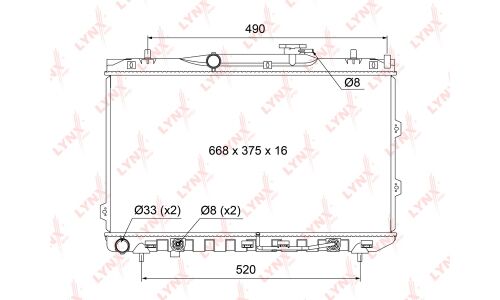 Радиатор охлаждения двигателя LYNXauto, паяный, арт. RB-1077