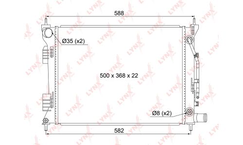 Радиатор охлаждения двигателя LYNXauto, паяный, арт. RB-1049
