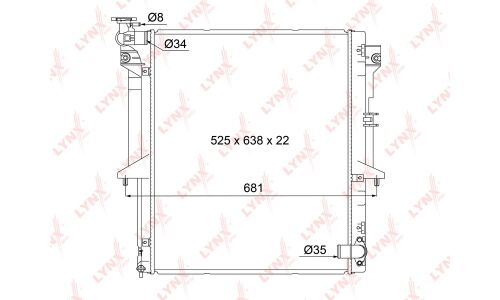 Радиатор охлаждения двигателя LYNXauto, паяный, арт. RB-1096
