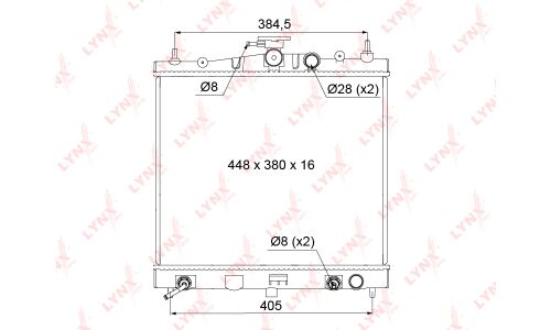 Радиатор охлаждения двигателя LYNXauto, паяный, арт. RB-1102