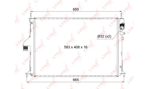 Радиатор охлаждения двигателя LYNXauto, для Lada Largus, арт. RB-1024