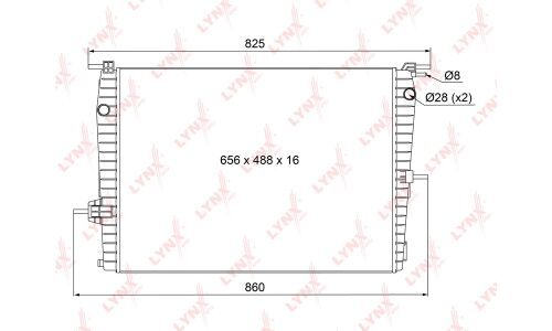 Радиатор охлаждения двигателя LYNXauto, паяный, арт. RB-1109