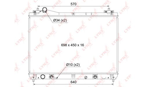 Радиатор охлаждения двигателя LYNXauto, паяный, арт. RB-1119
