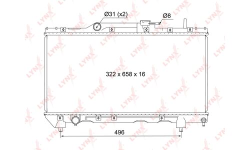 Радиатор охлаждения двигателя LYNXauto, паяный, арт. RB-1127
