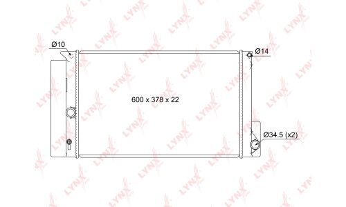 Радиатор охлаждения двигателя LYNXauto, паяный, арт. RB-1122