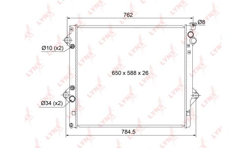 Радиатор охлаждения двигателя LYNXauto, паяный, арт. RB-1129