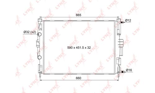 Радиатор охлаждения двигателя LYNXauto, сборный, арт. RM-1110