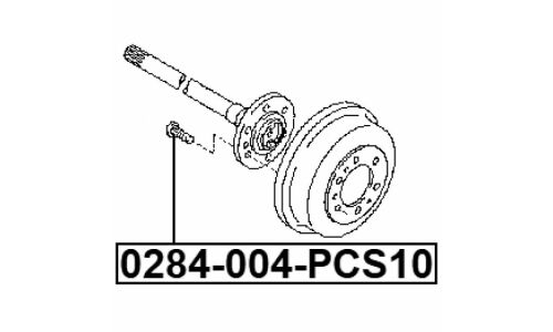 Шпилька колесная Febest 0284-004-PCS10, для Subaru, Nissan, M12x1.25(R), длина 47мм, комплект 10 шт