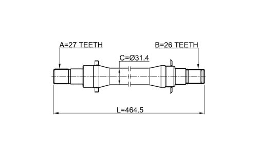 Полуось Febest, передняя, правая, арт. 2212-SP4WDMT