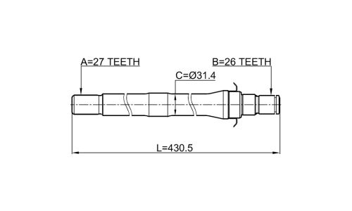 Полуось Febest, передняя, правая, арт. 2212-SP4WDAT