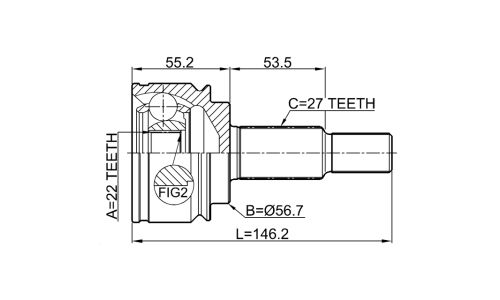 Шрус наружный 22x56.6x27 | прав/лев Febest, арт. 2410-KANGII