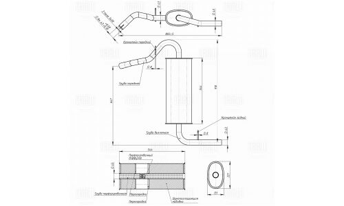 Глушитель выхлопных газов Trialli, задний, для Lada 21213, алюминизированная сталь, арт. EMM 0115