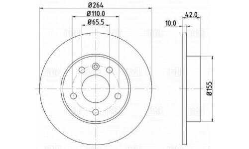 Диск тормозной Trialli, задний, арт. DF 210203