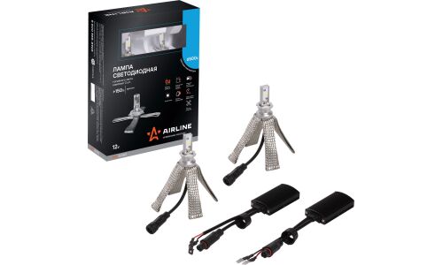 Лампа светодиодная Airline PRO Series H3 (PK22s, T12), 12В, 18Вт (соответствует 55Вт), 6500К, комплект 2 шт, арт. ALED-H3-02