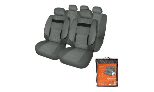 Чехлы Airline Monro для передних и задних сидений, велюр, темно-серый цвет, 11 предметов