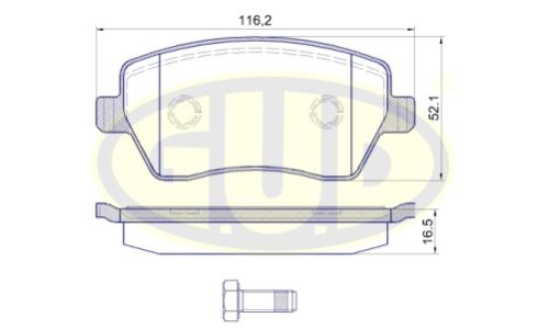 Колодки тормозные дисковые GUD, передние, комплект на ось (4 шт), арт. GBP098700