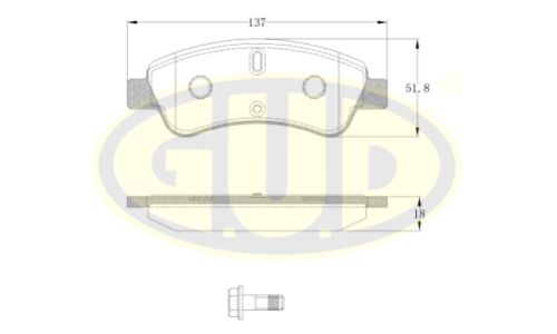 Колодки тормозные дисковые GUD, передние, комплект на ось (4 шт), арт. GBP084010