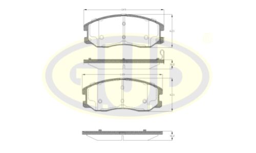 Колодки тормозные дисковые GUD, передние, комплект на ось (4 шт), арт. GBP126112