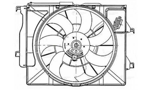 Вентилятор охлаждения радиатора Luzar, с кожухом, для Hyundai Solaris, KIA Rio, арт. LFK 08L5