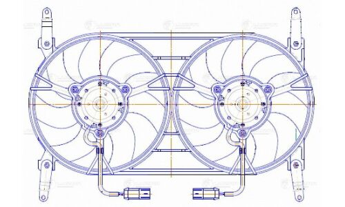 Вентилятор охлаждения радиатора Luzar, с кожухом, с 2 вентиляторами, для UAZ Patriot, арт. LFK 0361