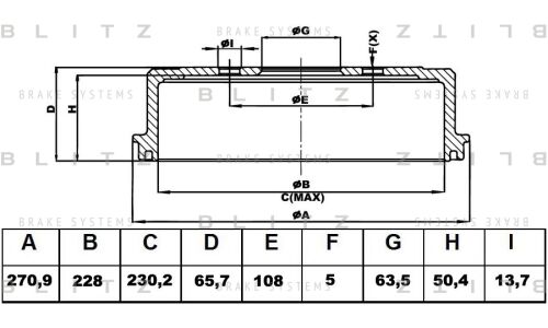 Барабан тормозной Blitz, арт. BT0137
