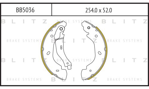 Колодки тормозные барабанные Blitz, комплект на ось (4 шт), арт. BB5036