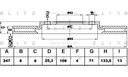 Диск тормозной Blitz, задний, арт. BS0479