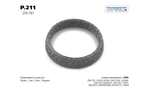 Кольцо уплотнительное выхлопной трубы Transmaster Universal, металлическое, арт. P.211