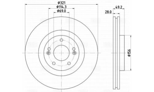 Диск тормозной Trialli, передний, арт. DF 084509
